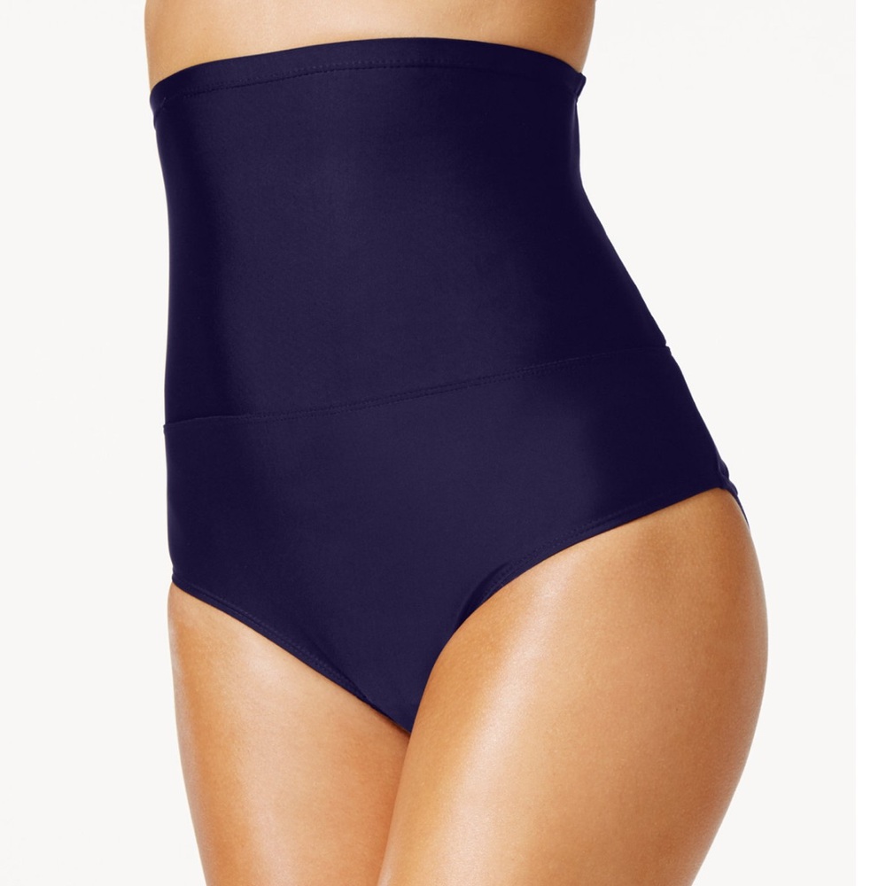 Island Escape High-Waist Tummy Control Bikini Bottom in Navy